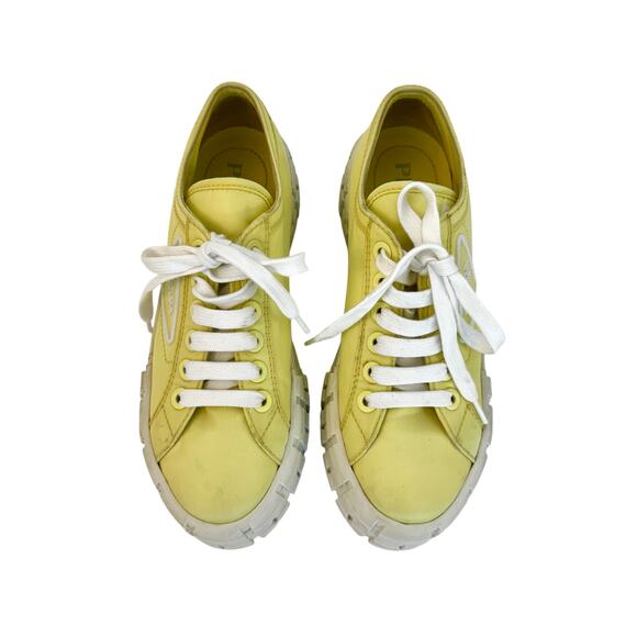 Prada Re-Nylon Double Wheel Gabardine Sneakers Platform Butter Yellow 37.5 - Picture 2 of 16